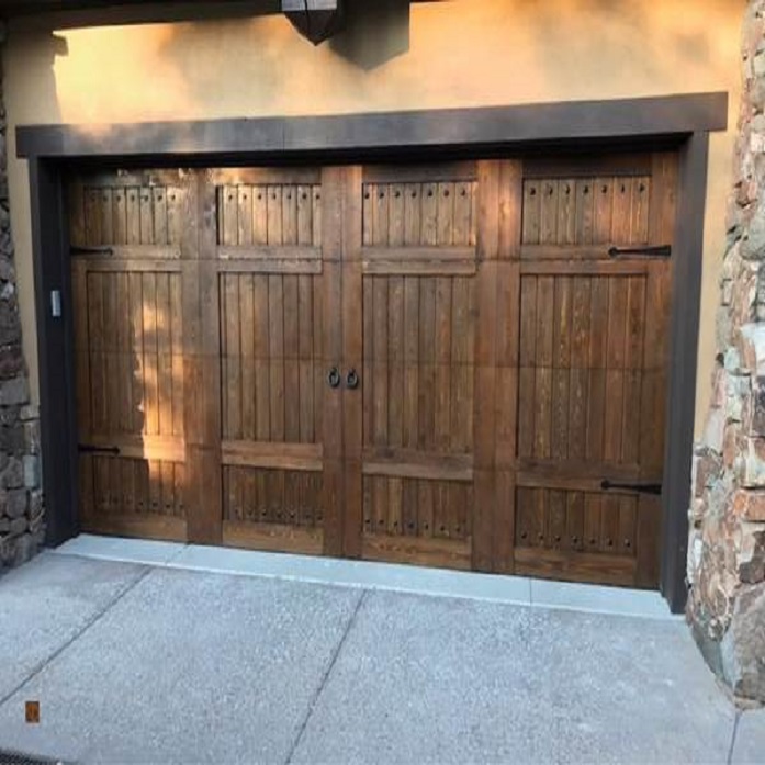 Wood sectional garage door